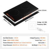 Electric Cooktop, 24 inch 2 Burners Built-in Electric Stove Top, 1800W Ceramic Top Radiant Cooktop with Glass Panel, Touch Control, Timer, Child Lock, 9 Heat Level, Residual Heat Indicator, 120V